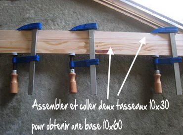 Assemblage des 2 tasseaux de la base