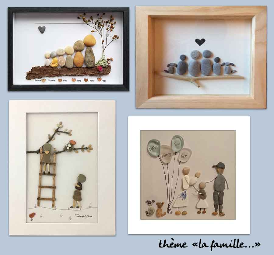 Cadres Bois et Galets, Tableau Famille Personnalisé. - Influences Bois &  Galets