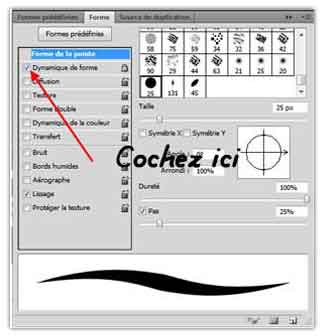 réglage du pinceau photoshop