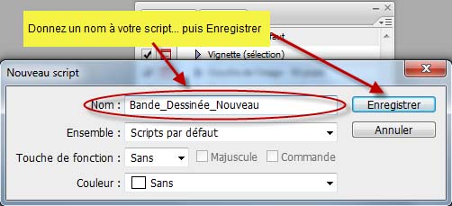 Donner un nom au script photoshop