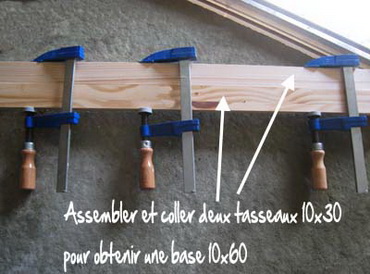 Assemblage des 2 tasseaux de la base