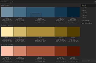 Table des couleurs paletton