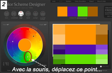 Color scheme designer réglage seconde couleur
