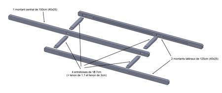 Plan du cadre haut du chevalet