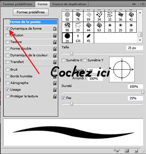 réglage du pinceau photoshop